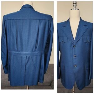 Vtg 70s Hammonton Park Wool  Blazer Sport Coat Jacket mens Sz~ 43 Action Belted